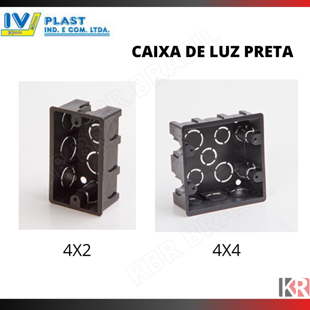 CAIXA DE LUZ 4X2 e 4X4 PRETA IV PLAST Shopee Brasil