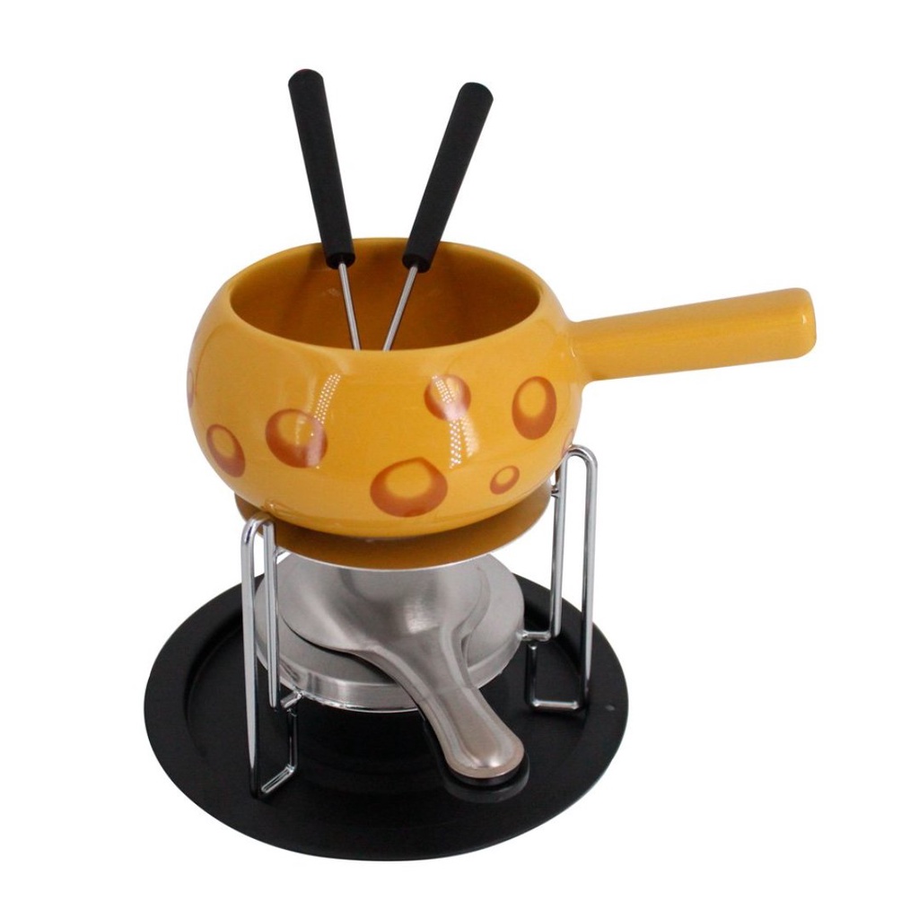 Aparelho de Fondue 07 peças Queijo em Cerâmica Jogo de Fondue Chocolate Premium Jantar Inverno