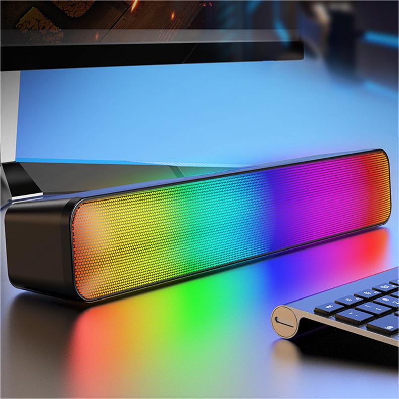 Caixa de som Soundbar iluminação LED RGB Gamer para PC Notebook