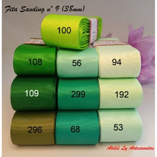 Fita de gorgurão 20/ 30 metros  Kit 10/22/38mm - tons verdes em Oferta na Shopee