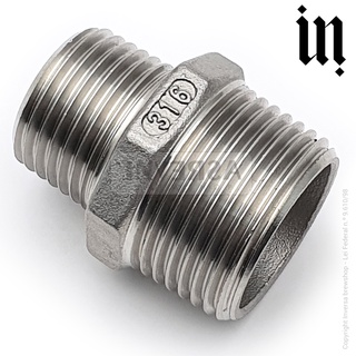 Conexão Aço Inox 316 Redução Niple Macho 3/4" X Macho Ø 1/2" Bsp