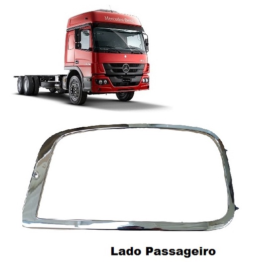 Moldura Aro Cromado Farol Mercedes Axor Lado Direito ***PROMOÇÂO***
