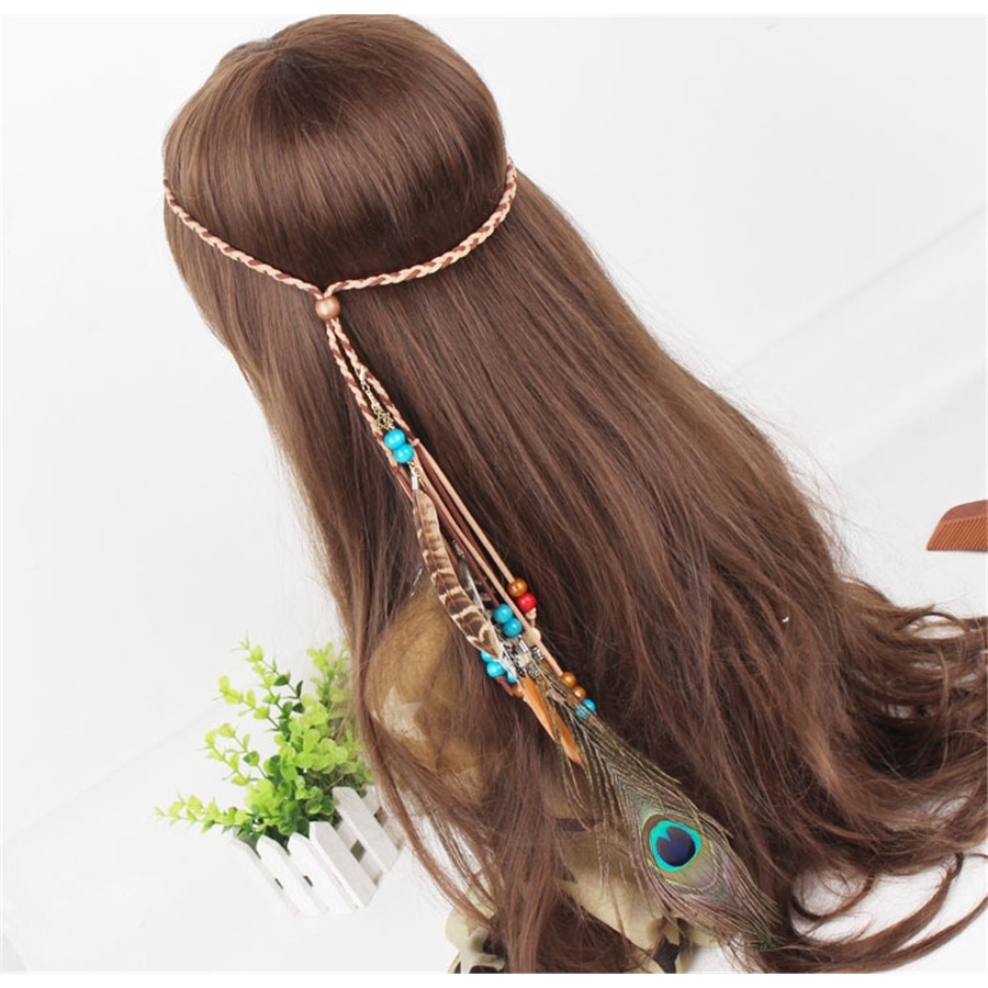 Tiara De Pavão De Penas Indianas , Acessórios Para Cabelo Cigano , Vestido Extravagante em Oferta na Shopee
