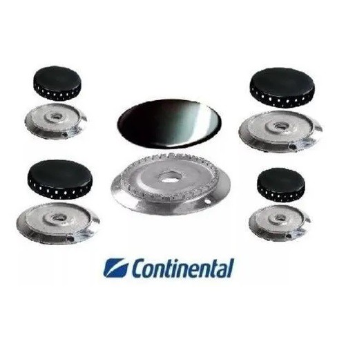 Kit Queimador Bacia + Espalhador Tampa Peças Fogão 5 Bocas Continental Novitá