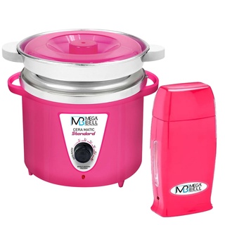 Kit Panela Depilação Termocera 900g Com Refil Toda Rosa + Aquecedor de Cera Roll-on Todo Rosa