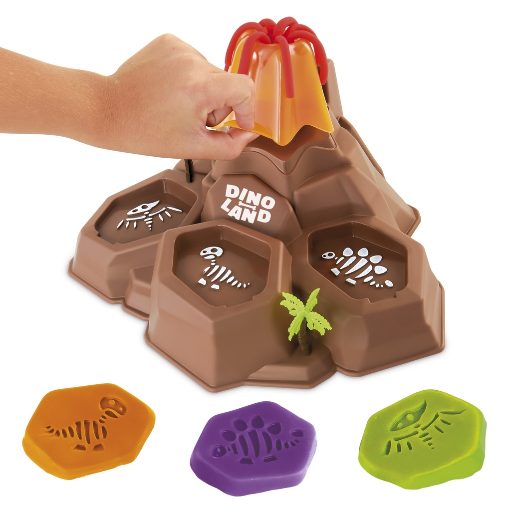 Kit Massinha de Modelar Dino Land Vulcão Club Massa Educativa Infantil Criativa Diversão e Aprendizado