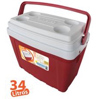 Caixa Térmica Cooler Antares 34 litros Azul, Vermelha e Preta.