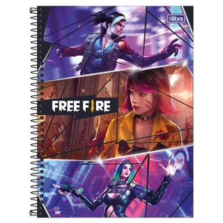 Caderno espiral capa dura universitário 1x1 80 folhas Free Fire 2 Tilibra