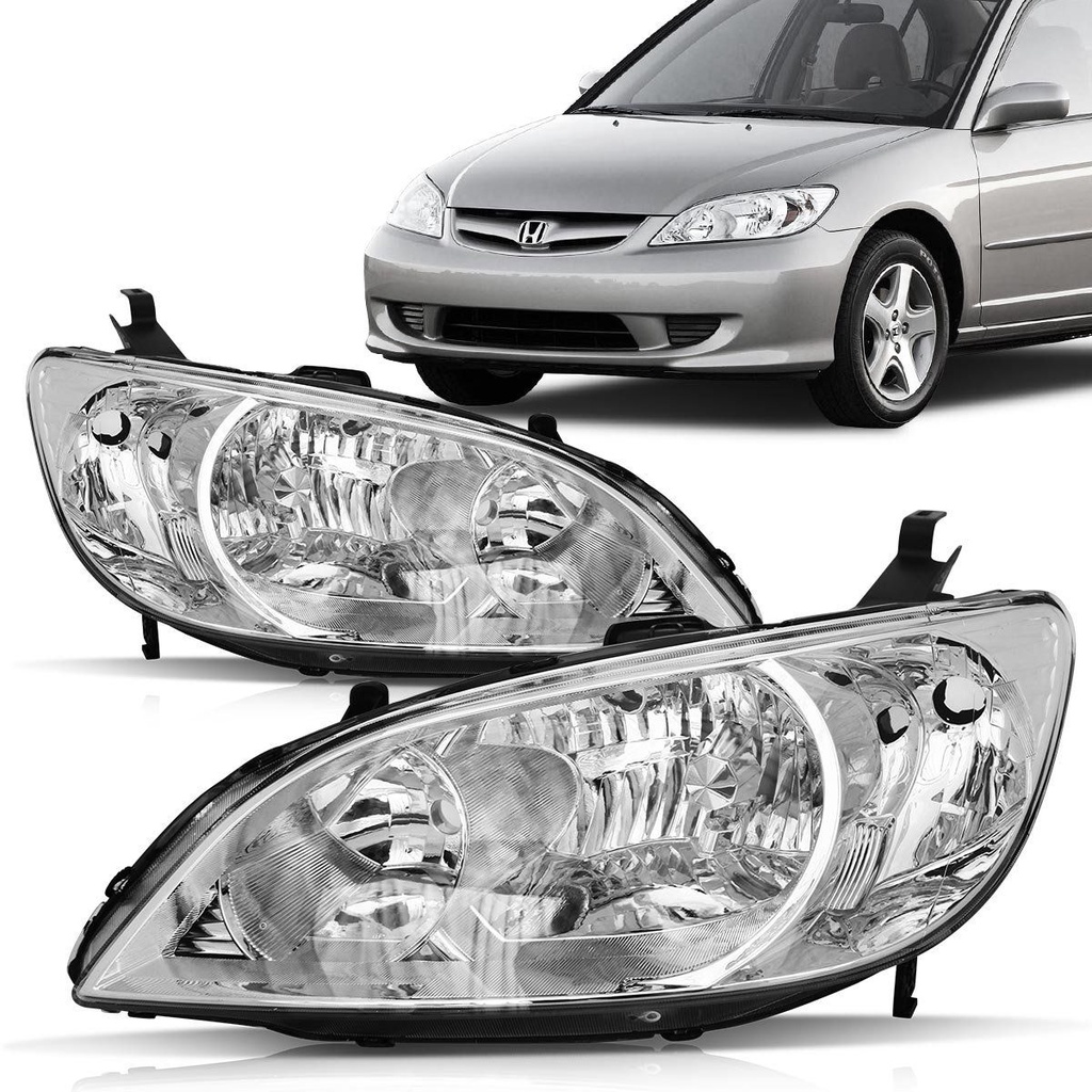 Farol Civic 2004 2005 2006 Foco Duplo Cristal - Spare Parts and Accessories for Vehicles