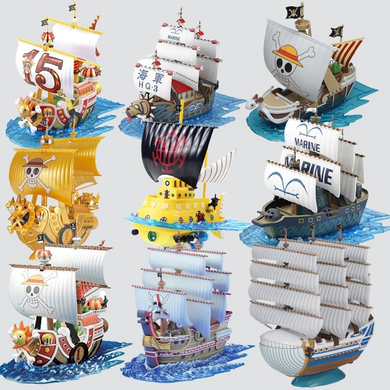 10 Estilos Anime One Piece Mil Sunny Navio Pirata Barco DIY Montado PVC Action Figure Coleção Decoração Modelo De Brinquedo