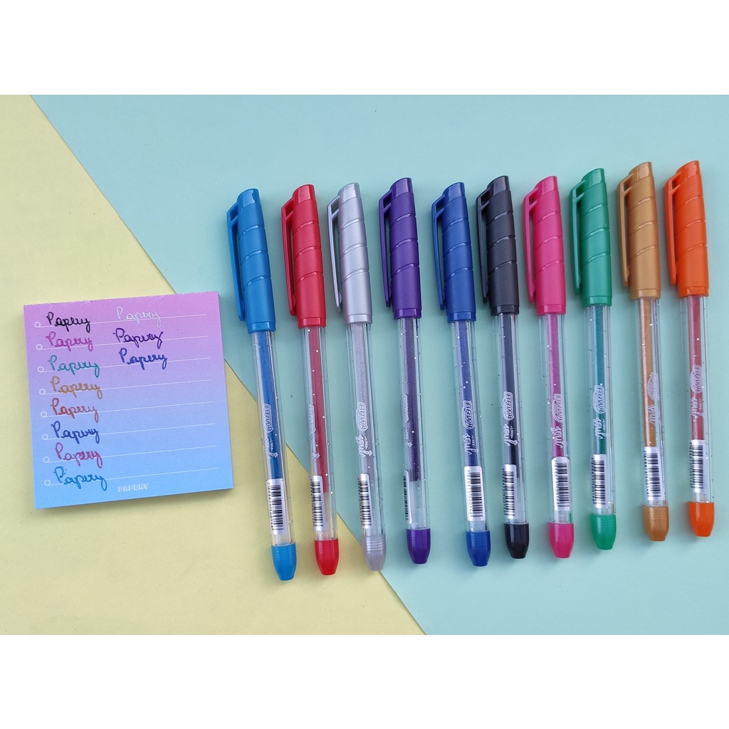 Caneta Esferográfica Colorida Gel Glitter 1.0 mm BRW Papelaria Material Escolar