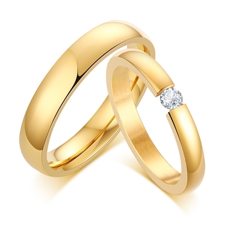 Vnox Casal Anel De Casamento De Ouro Inoxidável Jóias Cubic Zirconia Anel De Casamento Para Mulheres Dos Homens