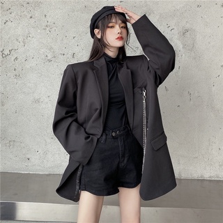 W Six Revestimento Do Terno Das Mulheres Nova Vers O Coreana Em Preto Escuro Temperamento Blazer Off White Cadeia Mulheres Terno Moda Online Hot Girl Street Shooting Casaco Versatil Shopee Brasil