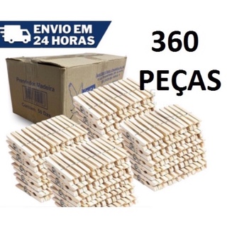 Kit 360 Prendedor De Roupa Madeira Pregador Varal Grampo Lavanderia