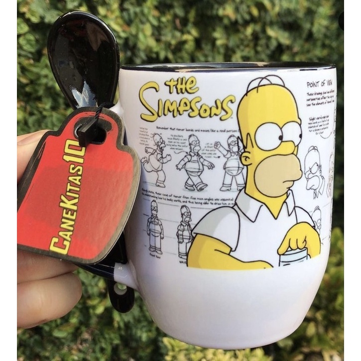 Caneca  THE SIMPSONS - HOMER (cerâmica 325 mL COM COLHER) - XÍCARA - desenho infantil criança criançada animado
