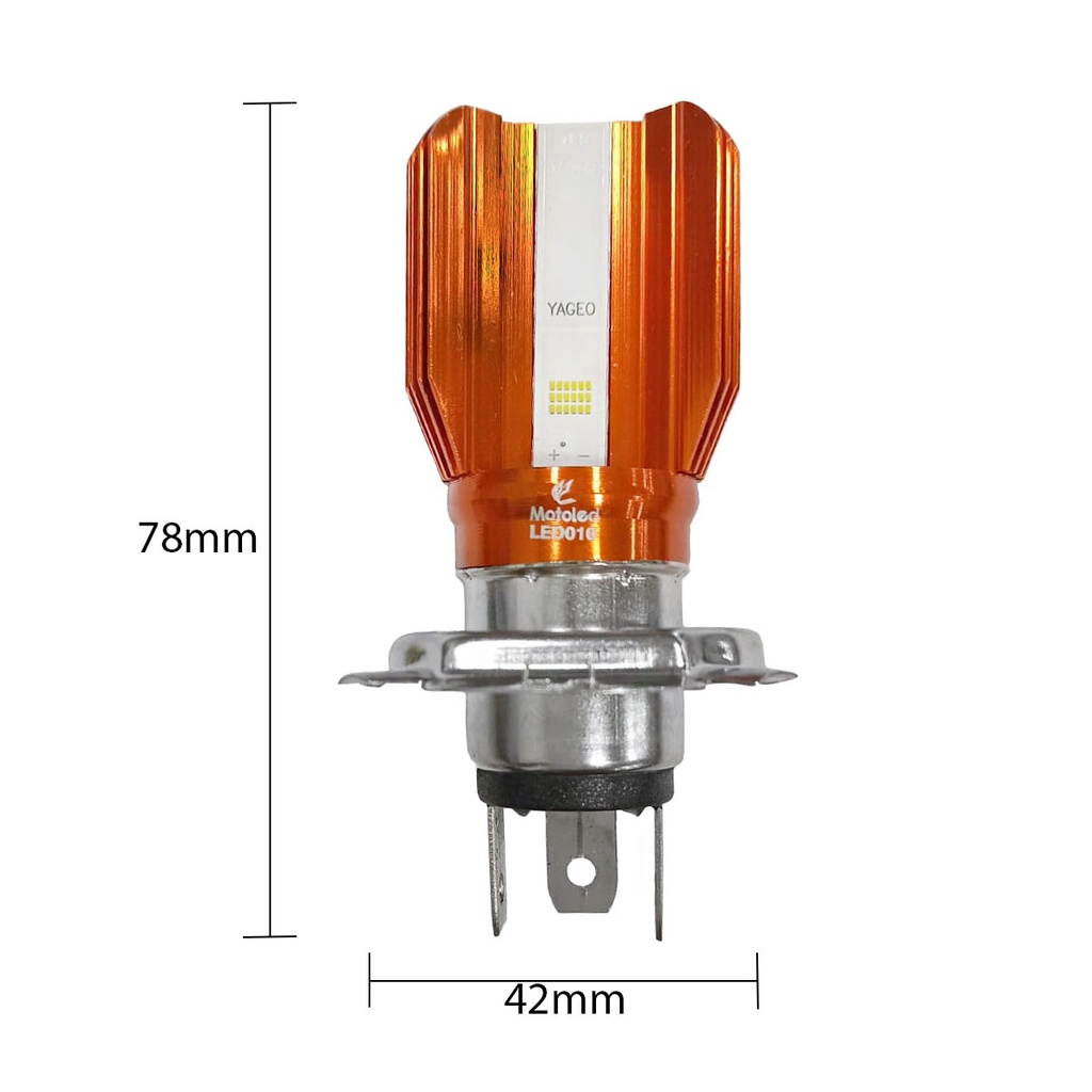 Lâmpada Farol Led H4 Dourada Para Motos Efeito Xenon com Maior Alcance — imagem 2 de 2