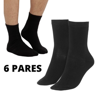 Kit 6 Pares Meias Preta ou branca Cano Médio Masculina algodão e poliéster