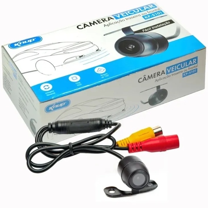 Câmera Veicular Traseira Ré E Frontal Universal Entrada Rca KP-S101
