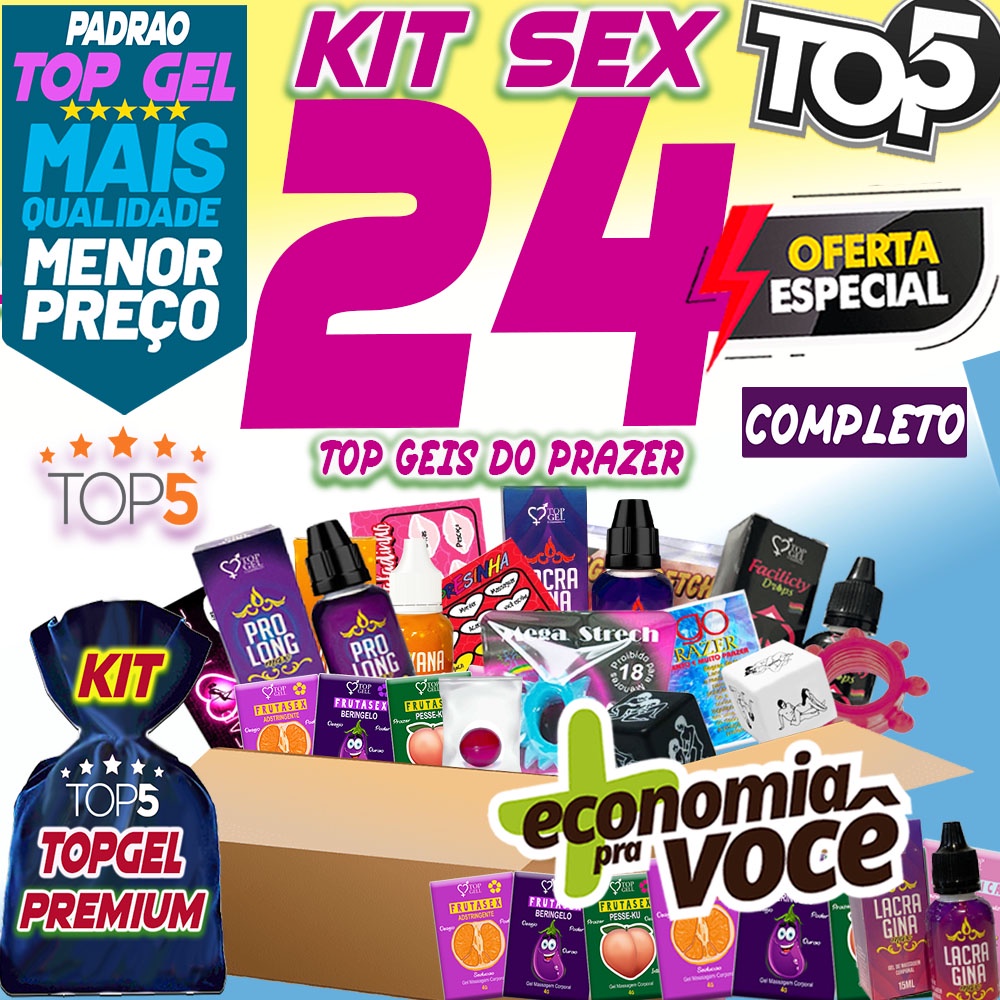 Kit Sex Shop 24 Produtos Eróticos sexy shop topgel - Escorrega o Preço