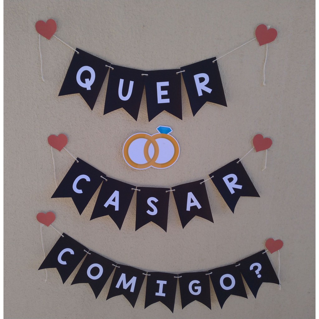 Bandeirola Quer Casar Comigo? Noivado Noivos Festa de Casamento