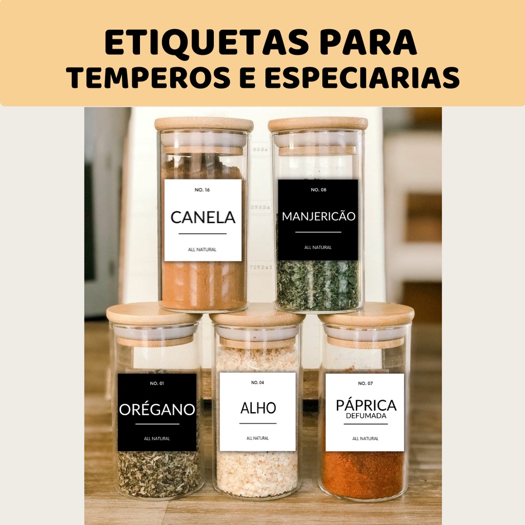 Etiquetas em adesivo Vinil para temperos e especiarias - Adesivos para ...