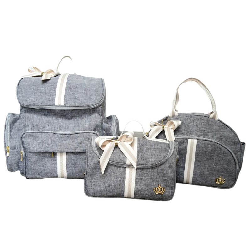 Kit Bolsa Bebe Maternidade E Mochila Cinza Bege Luxo 3 Bolsas Laco Shopee Brasil