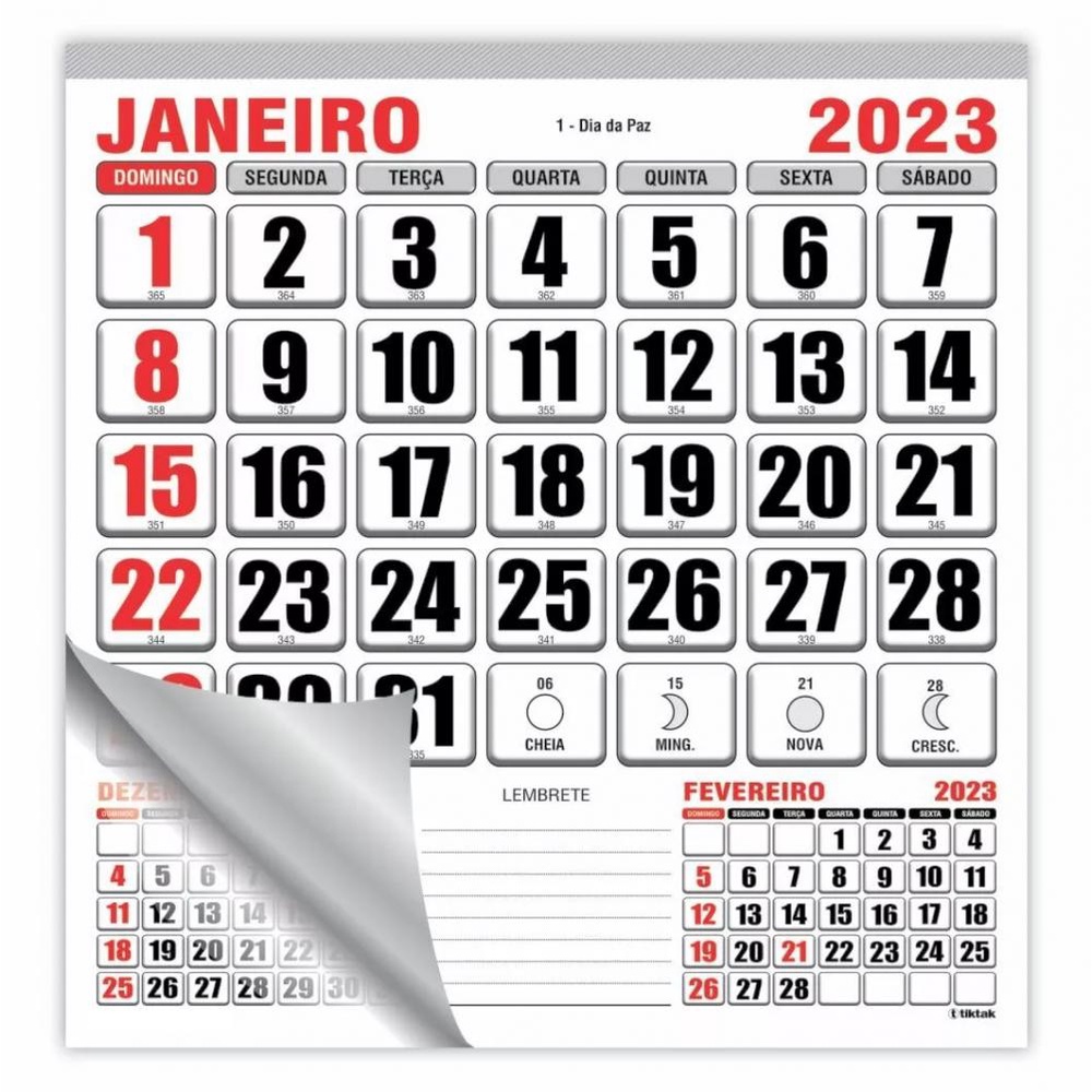 Bloco Calendário 2023 Números Grandes Feriados E Fases Da Lua Corre Que Ta Baratinho 6368