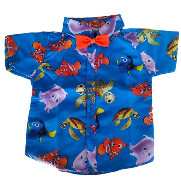 Camisa Temática NEMO infantil social menino com gravata