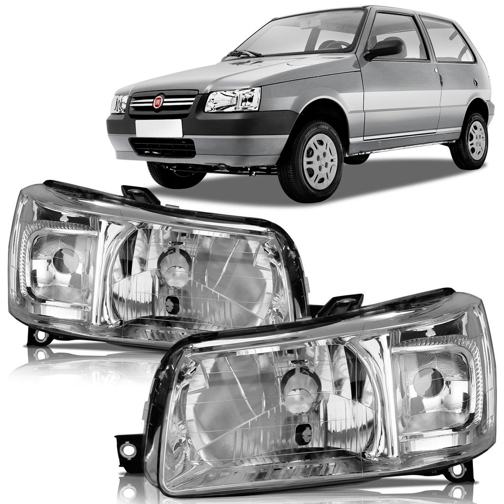 Farol Uno Fiorino 2004 2005 2006 2007 2008 2009 2010 2011 2012 2013 Cromado - Spare Parts and Accessories for Vehicles
