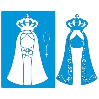 Stencil 21 X 29 Santinha Nosssa Senhora Molde Vazado Para Pintura Em Tecido Mdf Madeira Parede Piso Papel Camiseta Pano De Prato Paty Buoso