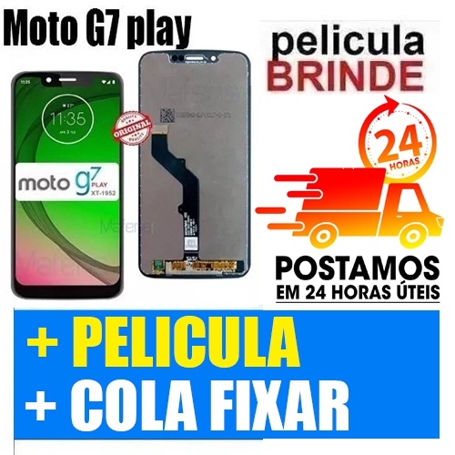 Frontal Tela Display Touch Moto G7 Play Xt1952 + Pel + 2ml Cola