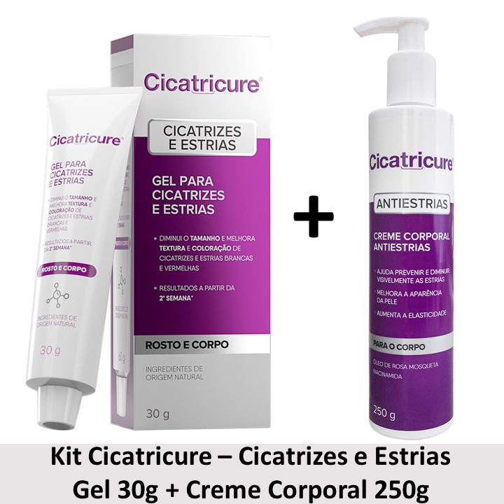 Cicatricure Linha para Cicatrizes e Estrias Kit 2 Itens Tratamento Completo Pele Mais Uniforme
