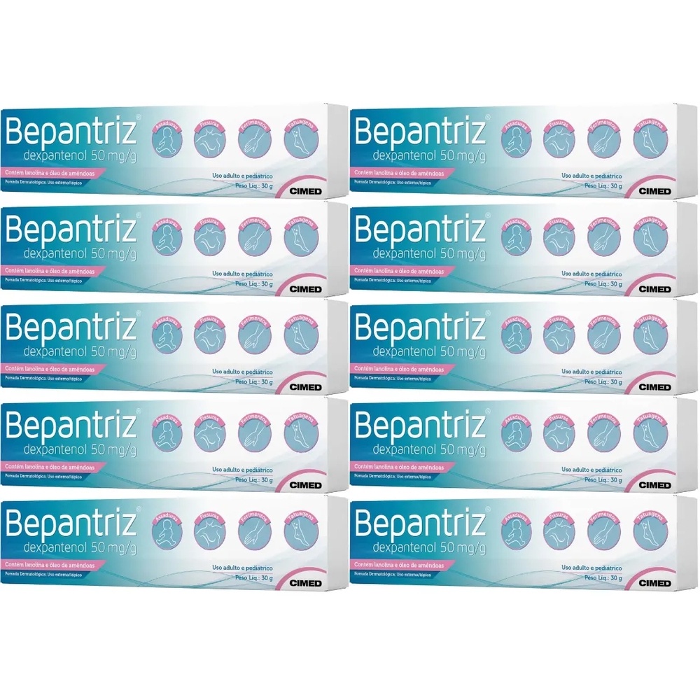 Kit x10 Pomadas para prevenção de Assadura Bepantriz Tatuagem