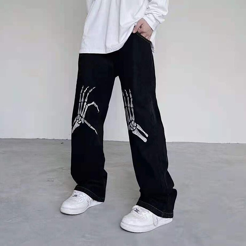 Streetwear Hip Hop Calça Jeans Baggy Para Homens Coreano Y2k Moda