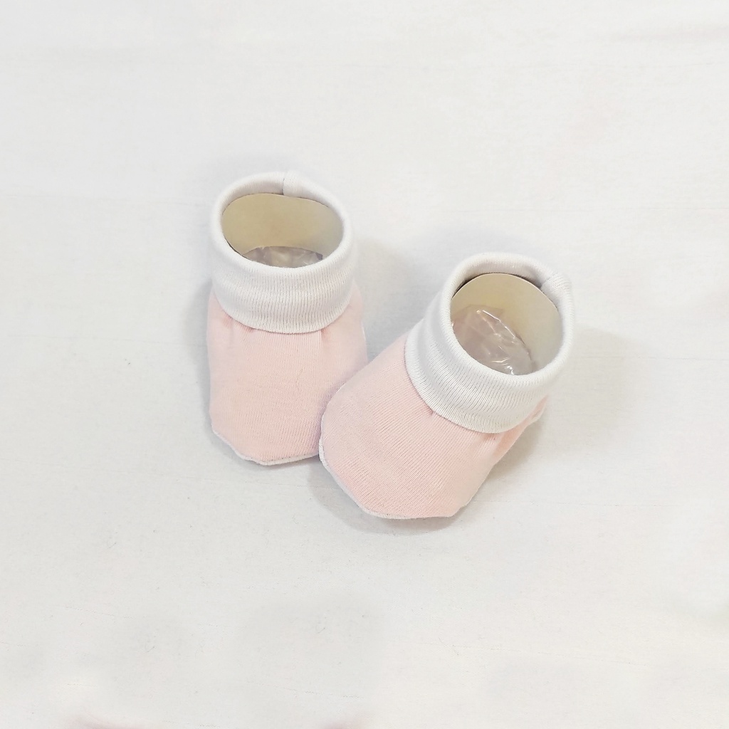 ROSA BEBÊ E BRANCO LISO Sapatinho Pantufa para Recém Nascido Bebê 100% Algodão Antialérgico e Macio