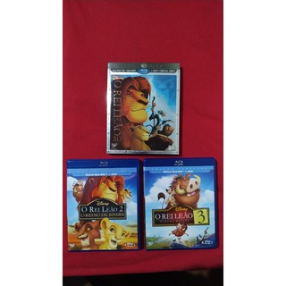 Blu-ray Bluray Coleção Trilogia O Rei Leão 3D + Rei Leão 2 e 3 + Card com frame do filme - 9 discos