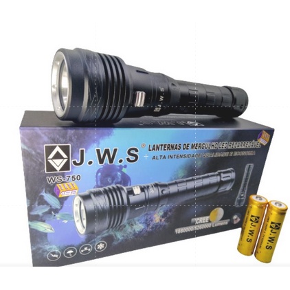 Lanterna T9 Mergulho Recarregável À Prova Dágua 60 Mts 2 Baterias JWS  WS-750