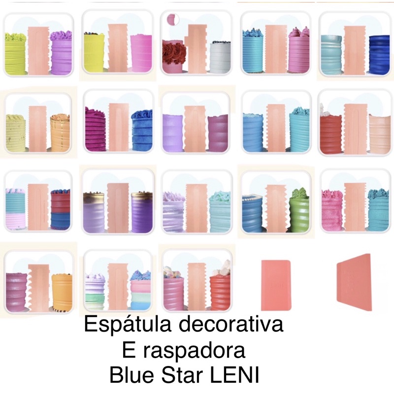 Espátula Decorativa e Raspadora Confeitaria Para Bolos blue star  LENI ROSA OFF em Oferta na Shopee