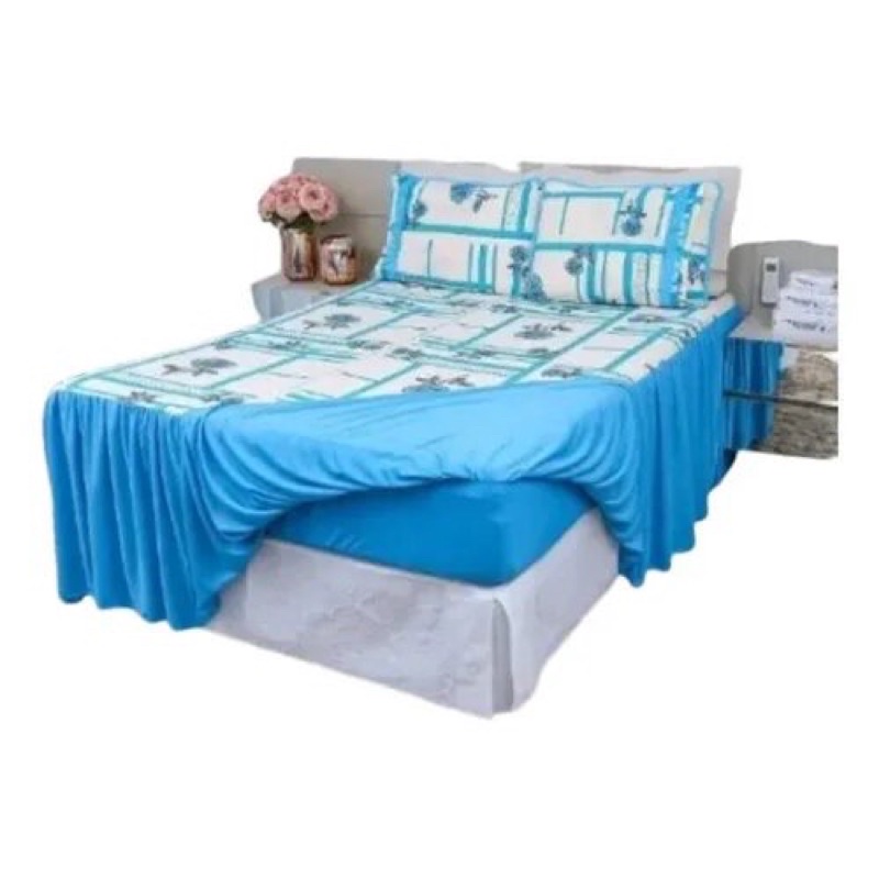 colcha lençol king com elástico 100% algodão em Oferta na Shopee