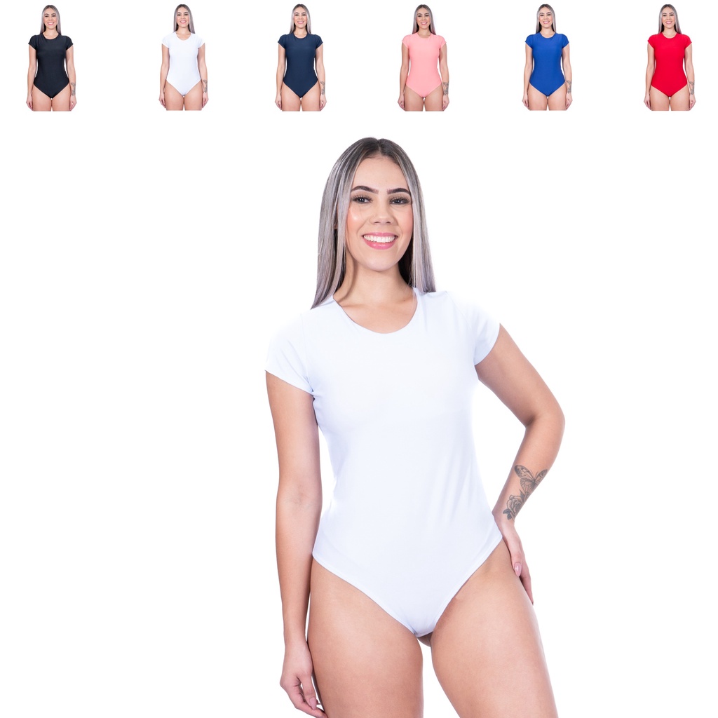 Body Branco Bore feminino poliéster manga curta ModaDudis