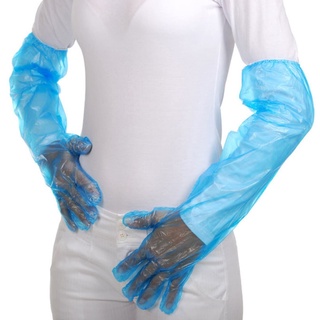 Luva Plástica Azul Longa com Elástico Prevemax - Pacote com 100 Unidades, Proteção e Conforto para Diversas Atividades, Mantenha suas Mãos Limpas e Seguras