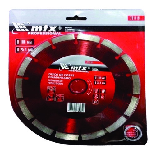 DISCO DE CORTE MTX DIAMANTADO SEGMENTADO 731119 180X25,4 MM 7 Polegadas CORTE SECO