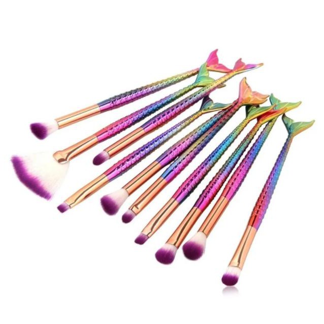 Kit maquiagem 10 sereia, conjunto profissional, kits de ferramentas para sobrancelha e delineado pincel de maquiagem