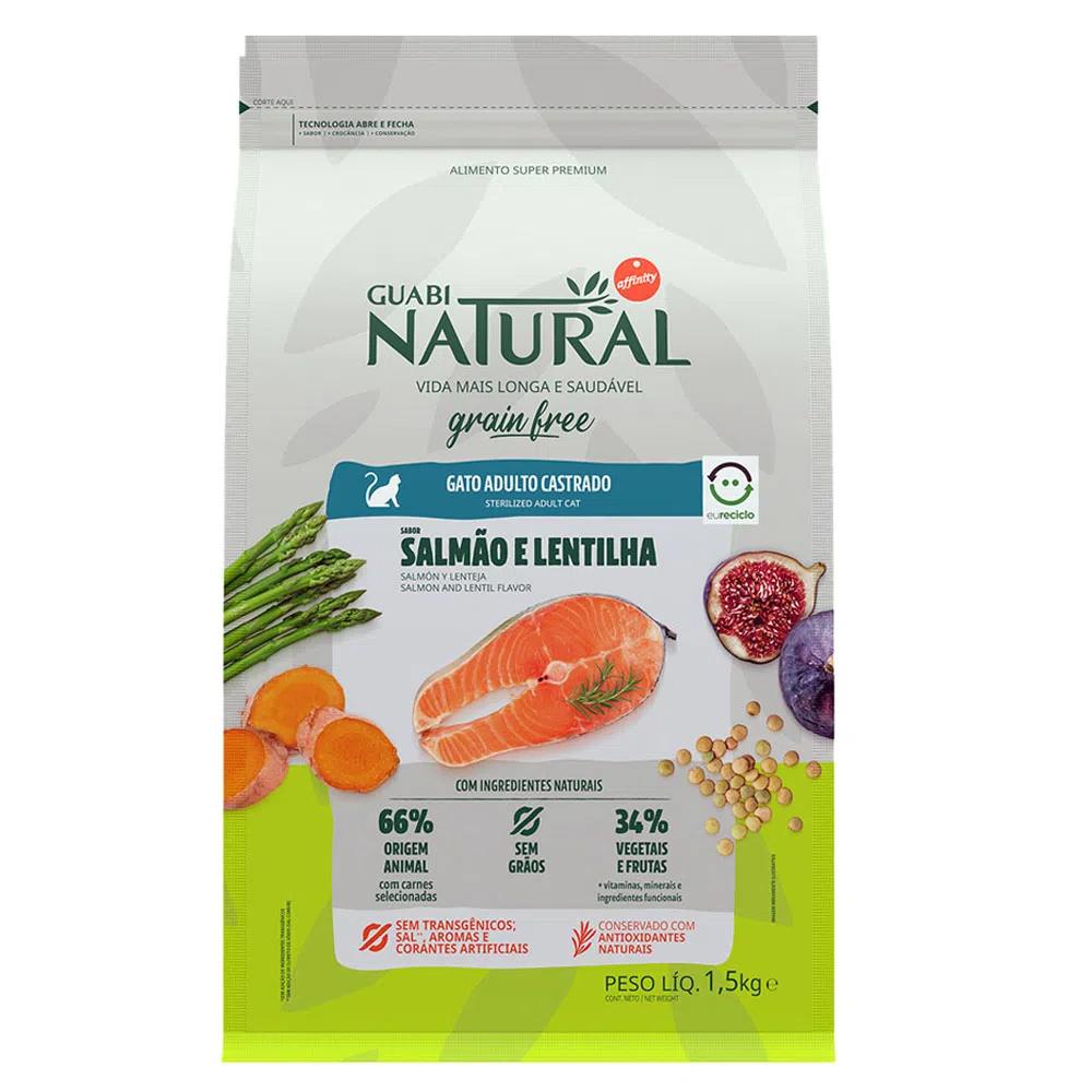 Racao Guabi Natural Gatos G.F Cast Salmao/Lentilha 1,5kg em Oferta na Shopee