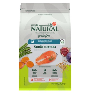 Racao Guabi Natural Gatos G.F Cast Salmao/Lentilha 1,5kg em Oferta na Shopee