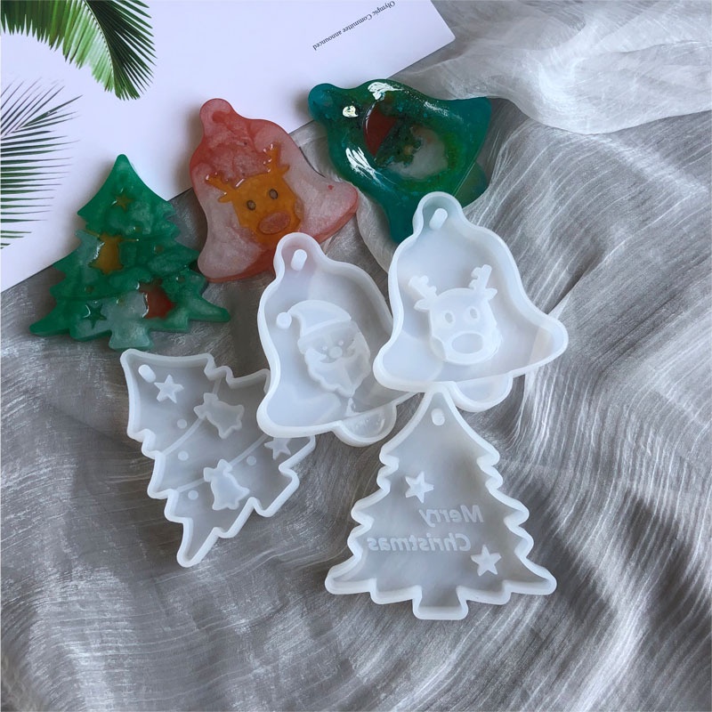 Natal Pendurar tag Molde De silicone Alce Sino Árvore De Aromaterapia Gesso chocolate Cozimento Bolo Decoração