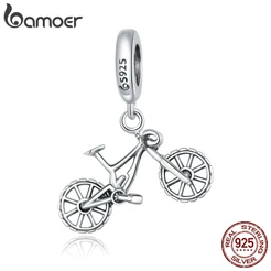 Bamoer 925 Sterling Sliver Mountain Bike Encantos Pingente Para Mulheres Da Moda Pulseira Diy Acessórios Bsc384
