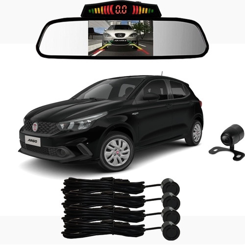 Sensor De Ré + Espelho Camera Ré Fiat Argo Preto