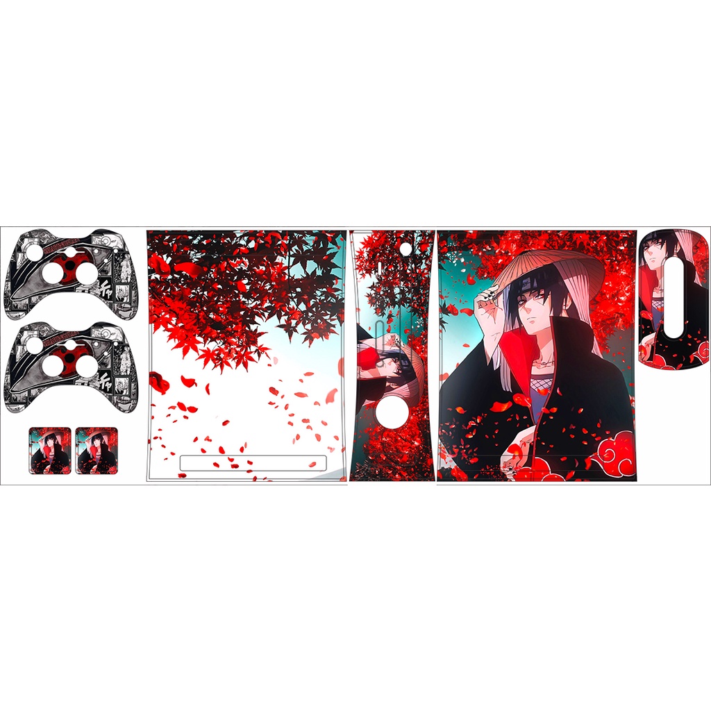 Skin Adesiva Xbox 360 Fat - Naruto Akatsuki (folhas vermelhas)