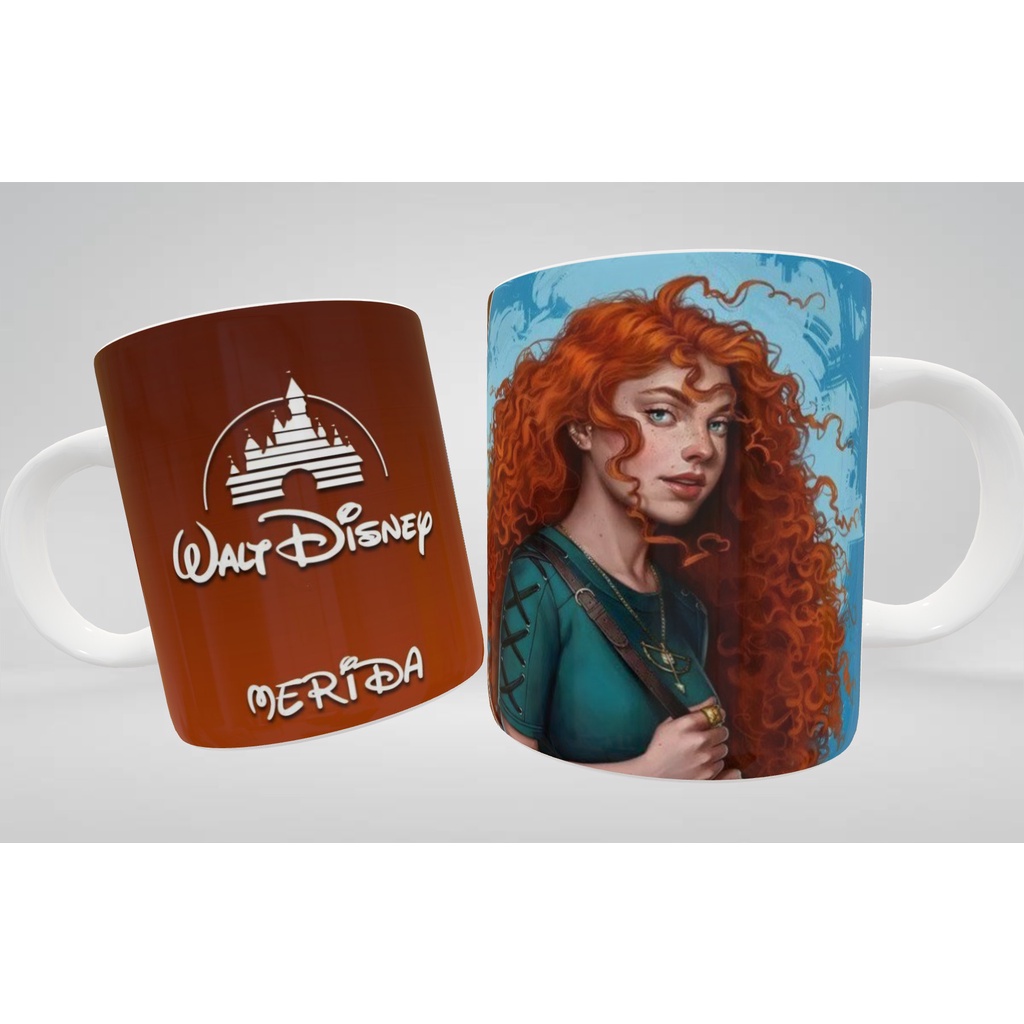 Caneca MERIDA VALENTE PRINCESA DISNEY  desenho animado filme varias estampas personalizada Porcelana e Polímero